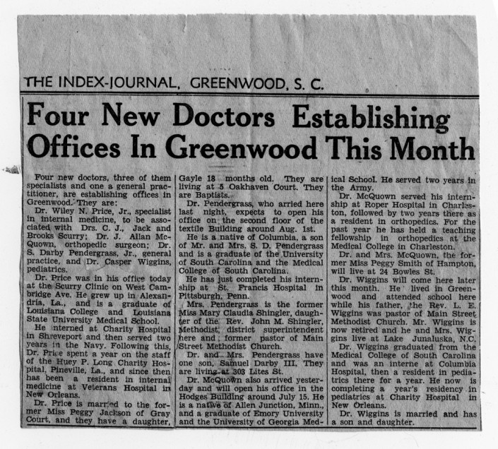 Four New Doctors Establishing Offices in Greenwood This Month