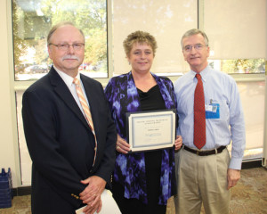Pictured from left: Ron Deeder, Director of Respiratory Care Services for Self Regional Healthcare, scholarship winner Debra Lyshoj and Dr. O.M. Cobb, Jr., Medical Director for the Respiratory Therapy program and an internist and pulmonologist with Internal Medicine of the Piedmont.