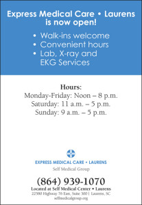 Self Medical Group's Express Medical Care•Laurens Now Open to Patients