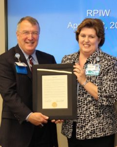 Palmetto Gold winner Angela Blackwell is presented a special recognition certificate from Self Regional Healthcare President Jim Pfeiffer. 