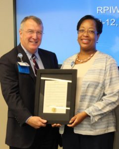 Palmetto Gold winner Ivy Middleton is presented a special recognition certificate from Self Regional Healthcare President Jim Pfeiffer. 