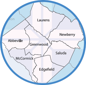Self Regional Healthcare serves communities in each of the Lakelands’ counties: Greenwood, Abbeville, McCormick, Laurens, Newberry, Edgefield, and Saluda.