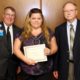 Pictured from left: Self Regional President and CEO Jim Pfeiffer, scholarship winner Christine Pilgrim, and Ron Deeder, Director of Respiratory Services for Self Regional Healthcare.