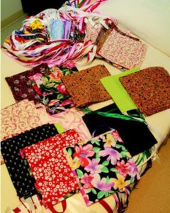 A selection of beautiful bags donated by the Greenwood Sewing Guild to Self Regional mastectomy patients.