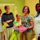 Self Regional Nurse manager Louise Cox thanks Sewing Guild members Linda Goldstein, Sue McFarland and Evie Galloway, with surgical nurse Derquis Mitchell.