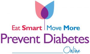 Eat Smart Move More Prevent Diabetes Online logo with leaf and heart design