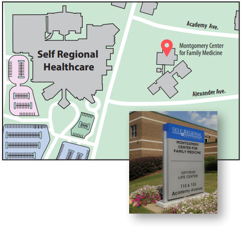 Montgomery Center for Family Medicine Map, 155 Academy Ave, Greenwood SC