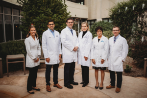 Rebecca Whittington, RNP, Radiation Oncology; Ahmad Rahal, M.D., Medical Oncology, Hematology; Matthew Cousins, M.D, Radiation Oncology; Joanna M. Sadurski, M.D., Medical Oncology, Hematology; Ruling Yuan, M.D., Medical Oncology, Hematology; E. Clint Wood, M.D., Radiation Oncology