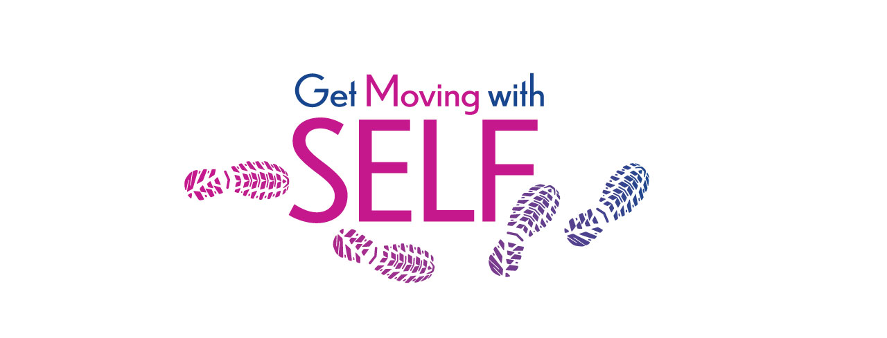 Get Moving with Self logo featuring footprints, promoting wellness and physical activity