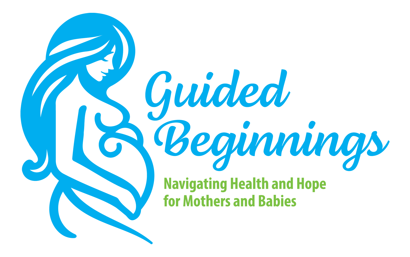 Guided Beginnings logo: pregnant woman silhouette