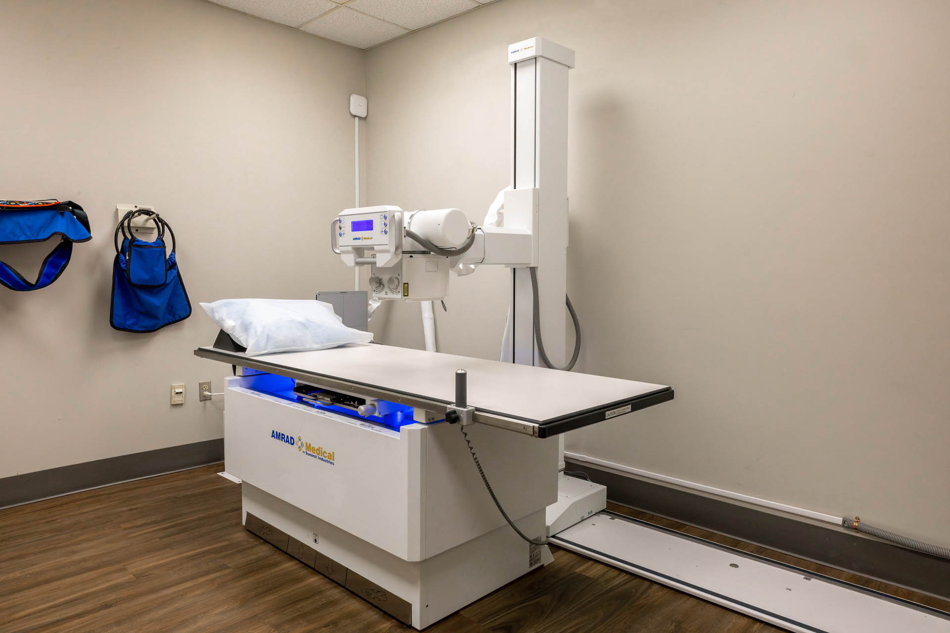 X-ray examination room with radiography equipment at Self Regional
