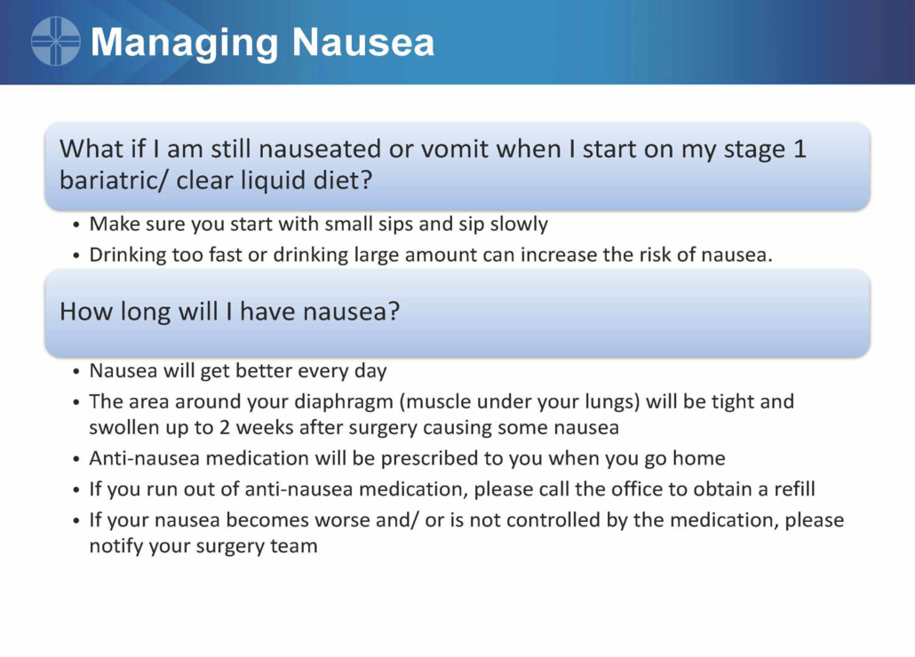 Infographic: Post-bariatric surgery nausea management guidelines