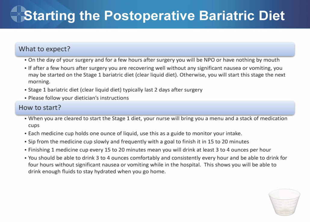 Guidelines: postoperative bariatric diet stages