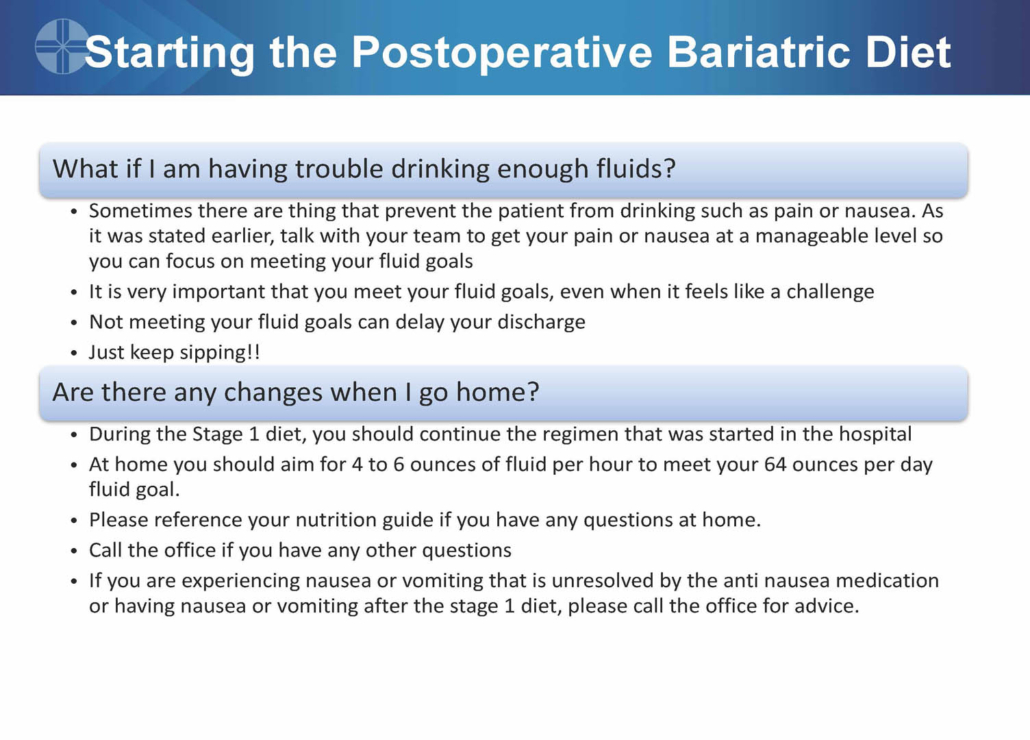 Infographic: Postoperative bariatric diet guidance and home instructions