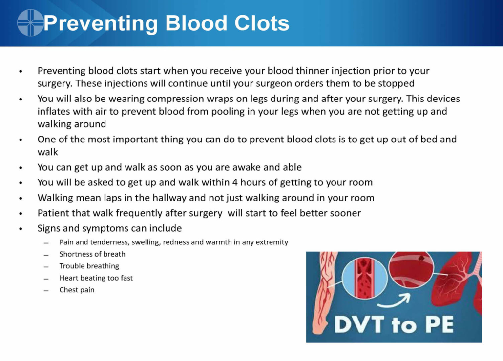 Infographic: blood clot prevention after surgery