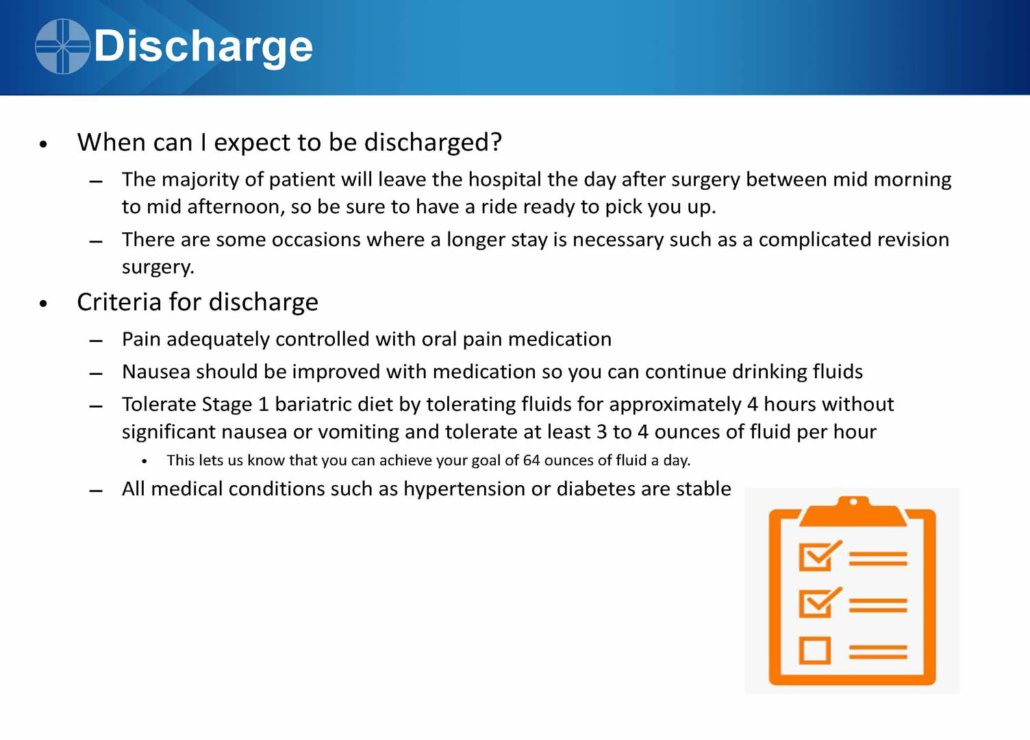 Hospital discharge information and checklist