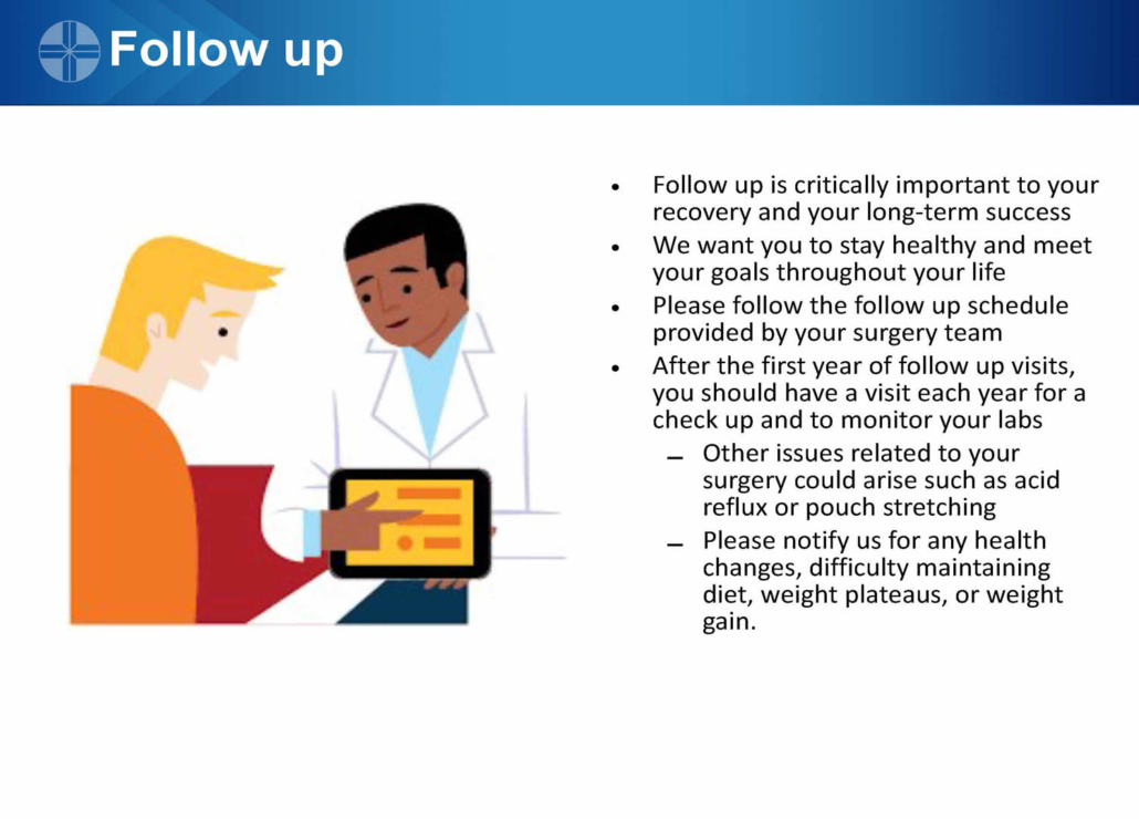 Doctor reviewing post-surgery care plan with patient on tablet